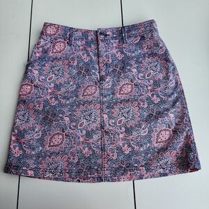 Croft & Barrow Womens Skort Effortless Stretch Paisley Pattern White Blue Red 4